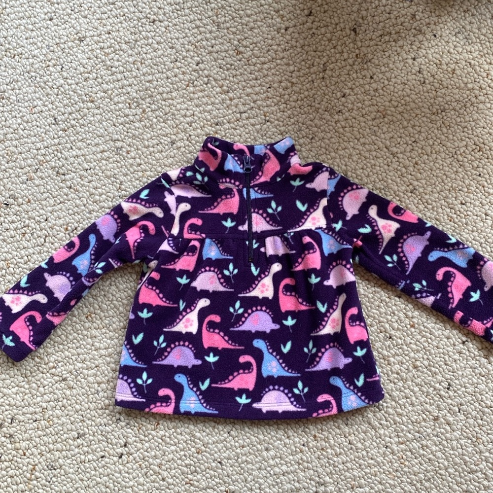 EUC Children’s Place 2T 3/4 zip fleece dino jacket